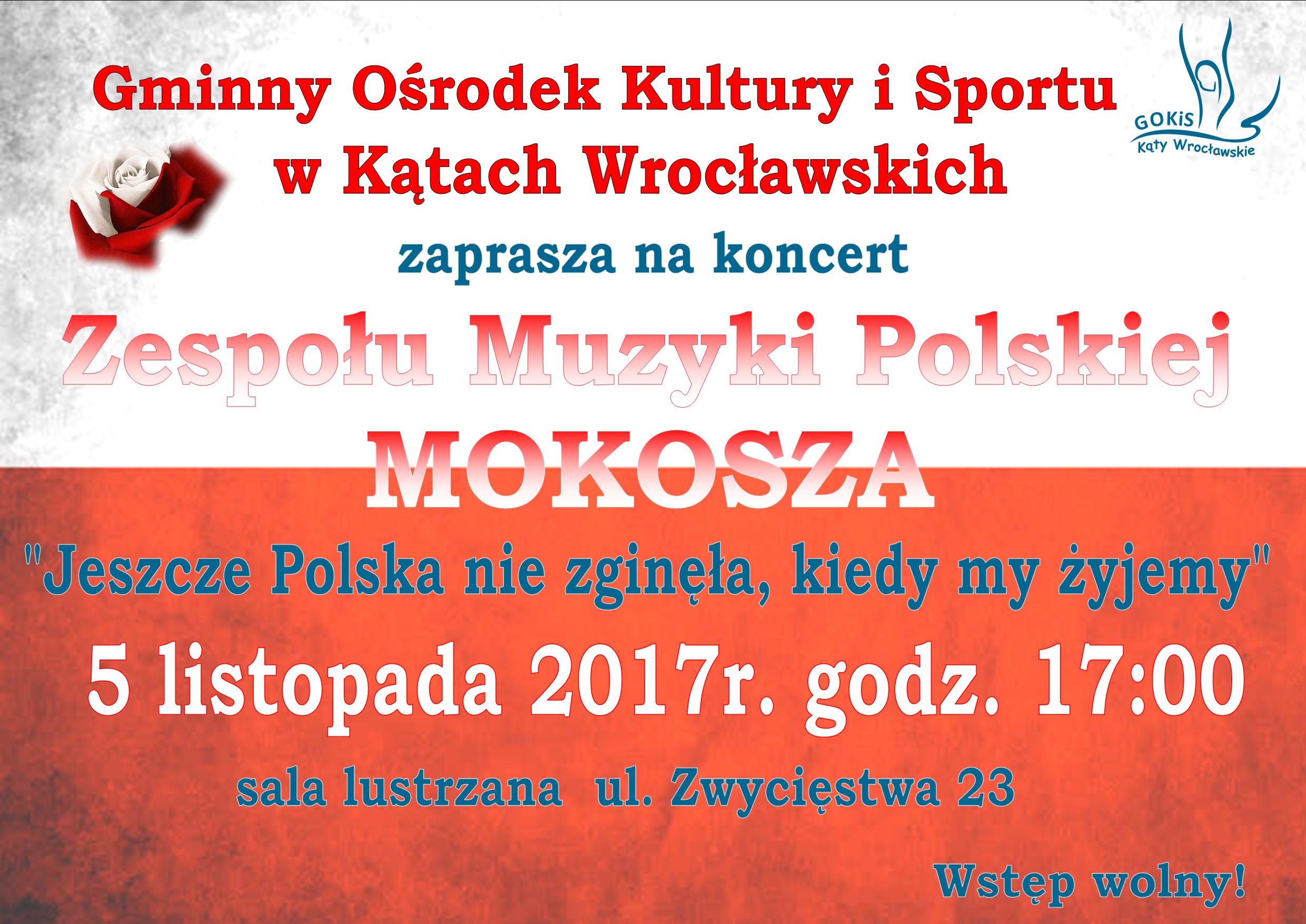 koncert Mokoszy w GOKiS Kąty Wr. w dniu 5 listopada o godz. 17