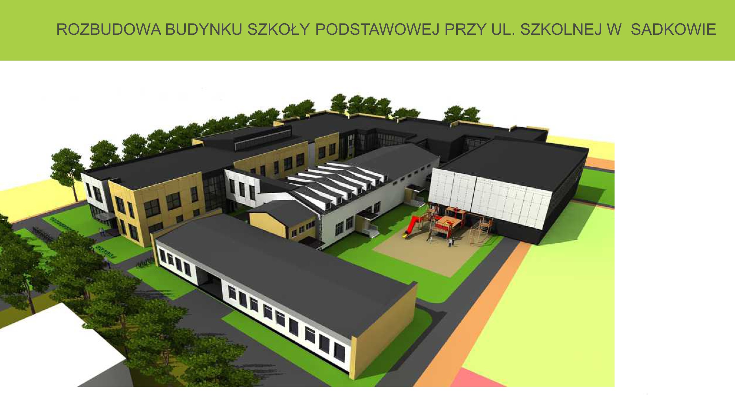 wizualizacja rozbudowy szkoły w Sadkowie
