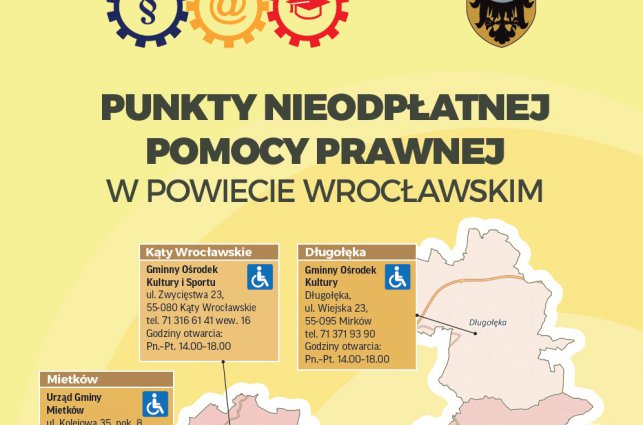 Informacja o punktach nieodpłatnej pomocy prawnej na terenie Powiatu Wrocławskiego. Informacja o punktach nieodpłatnej pomocy prawnej na terenie Powiatu Wrocławskiego.