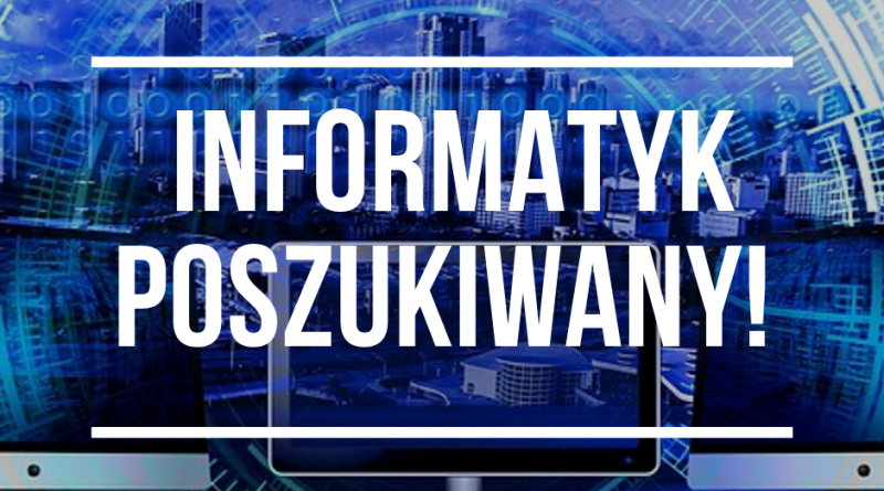 Praca szuka człowieka na niebieskim informacja informatyk poszukiwany