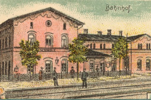 Dworzec w Kątach - pocztówka z XIX wieku
