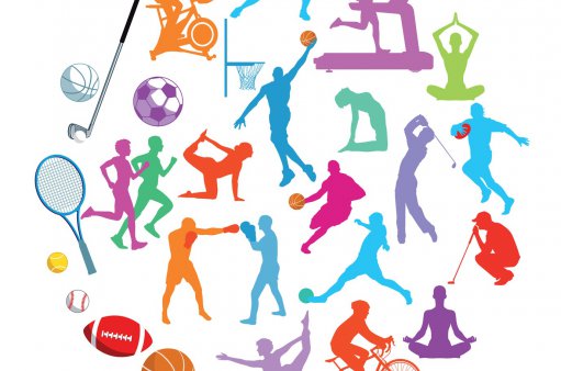zdjęcie przedstawia kolorowe piktogramy różnych rodzajów sportu
