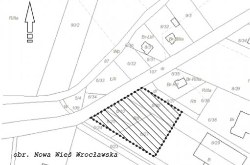 zdjęcie przedstawia fragment mapy Nowej Wsi Wrocławskiej